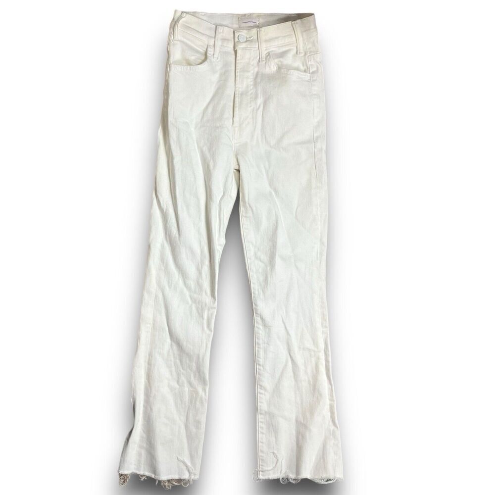 MOTHER Jeans The Hustler Ankle White Fray Fairest of them All‎ Raw Hem Sz 23